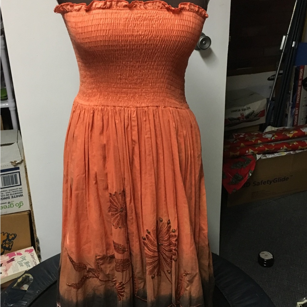 Miss Nikki Orange Strapless Dress